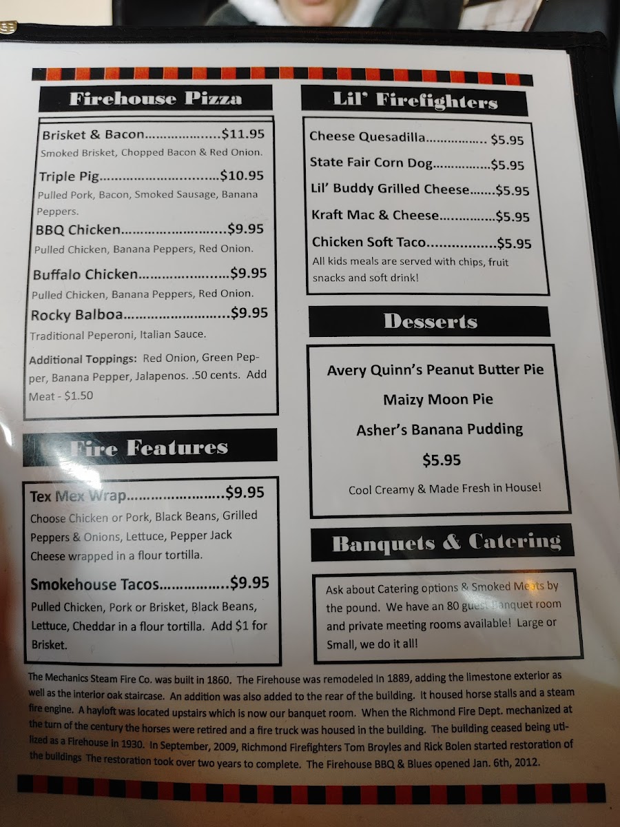 Menu - Firehouse Bbq And Blues photo 10